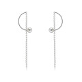 Sweet Style Semi Circle Pearl Long Hanging Crystal Earrings